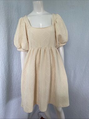 Listicle Cream Puff-Sleeve square Neck Baby Doll Mini Dress Graduation Prom